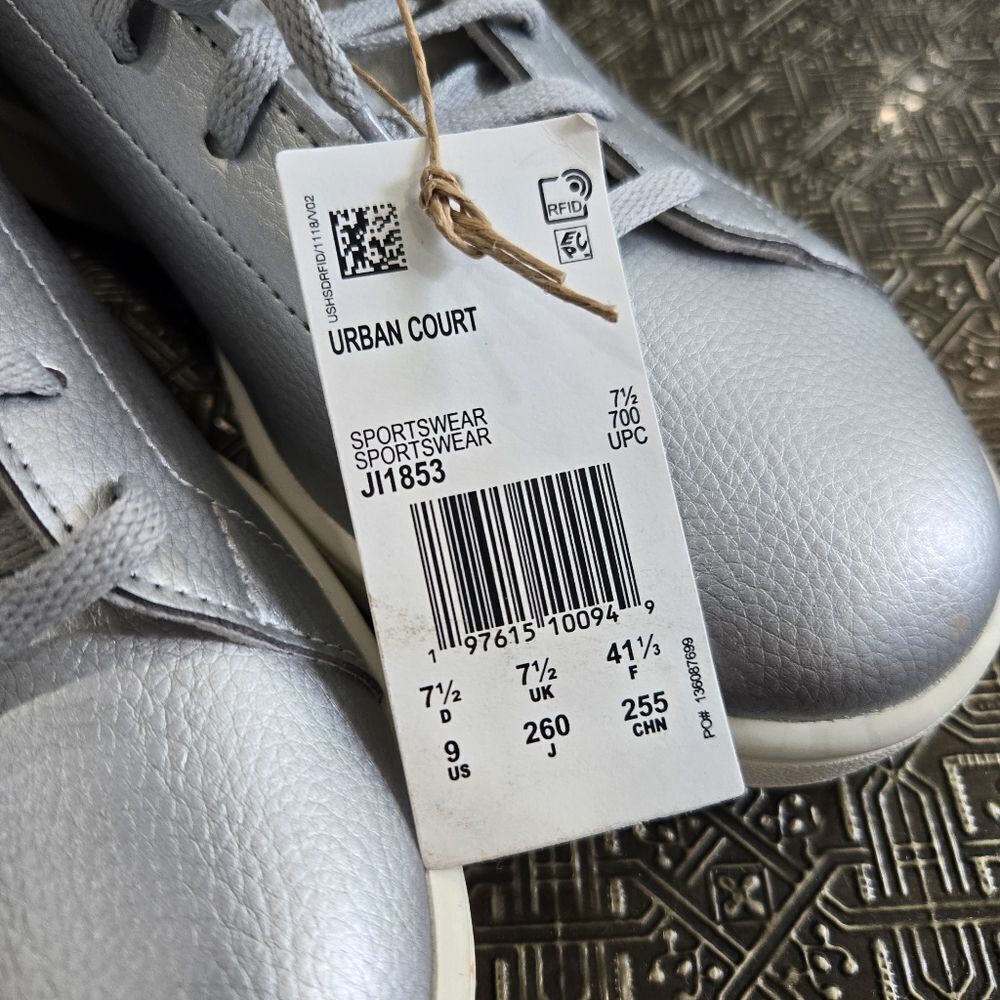 🐢 Adidas Urban Court Tennis Silver Sneakers Women Size 9 NEW - Picture 14 of 14